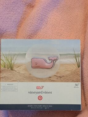 Vineyard Vines Pink and White Whale Inflatable Beach Ball